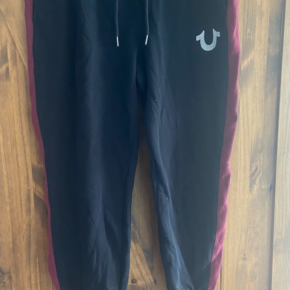 Black Joggers with Burgundy Trim